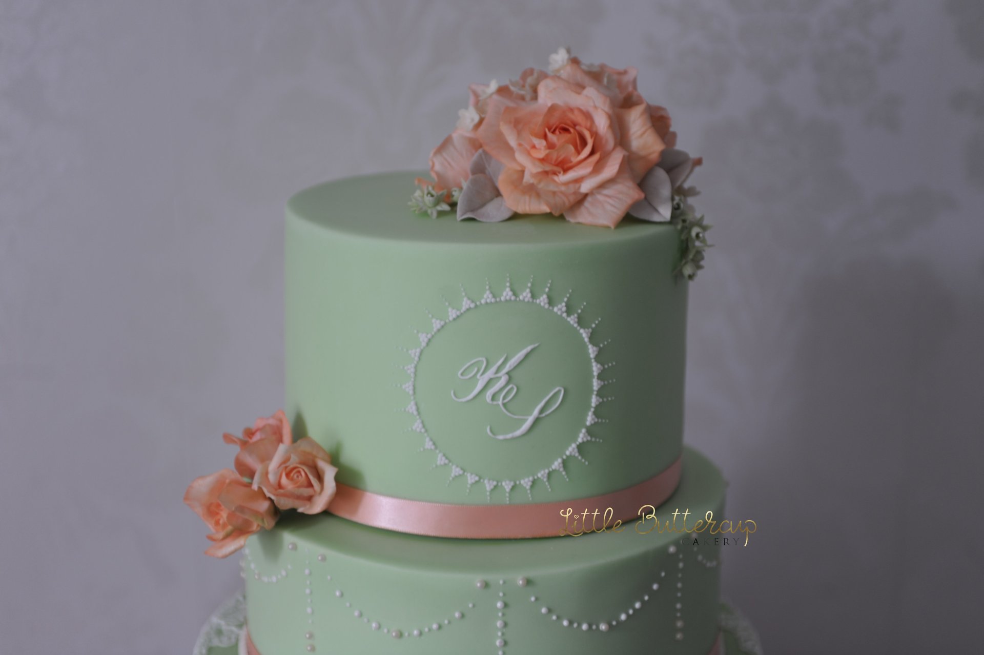 Wedding cake with hand made flowers
