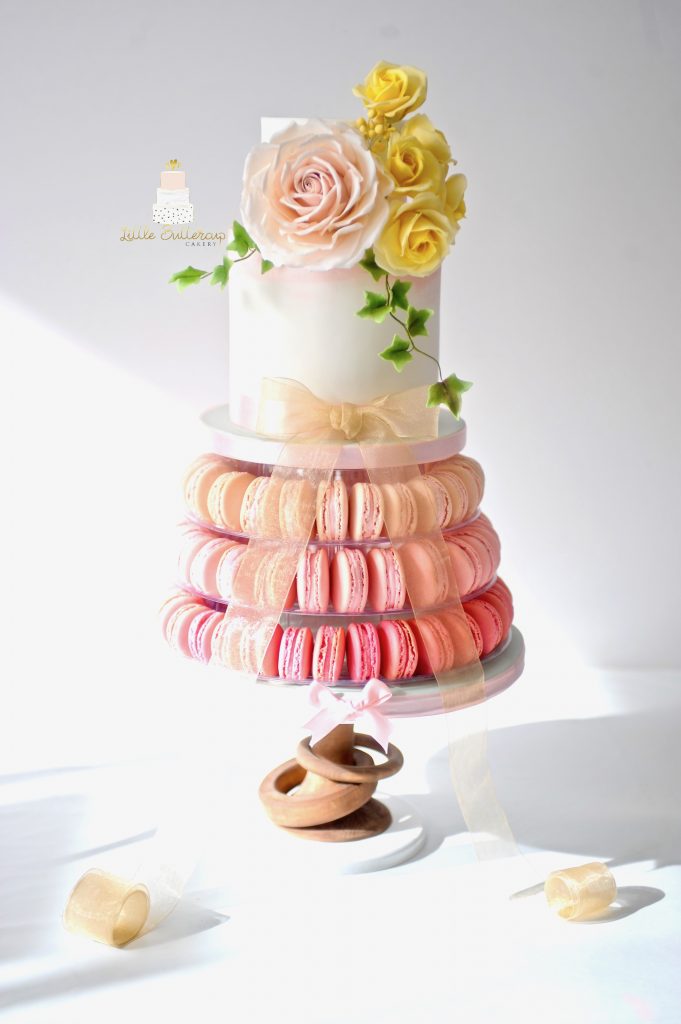 Macaron tower wedding cake