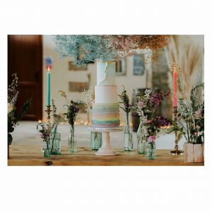 Pastel rainbow wedding cake
