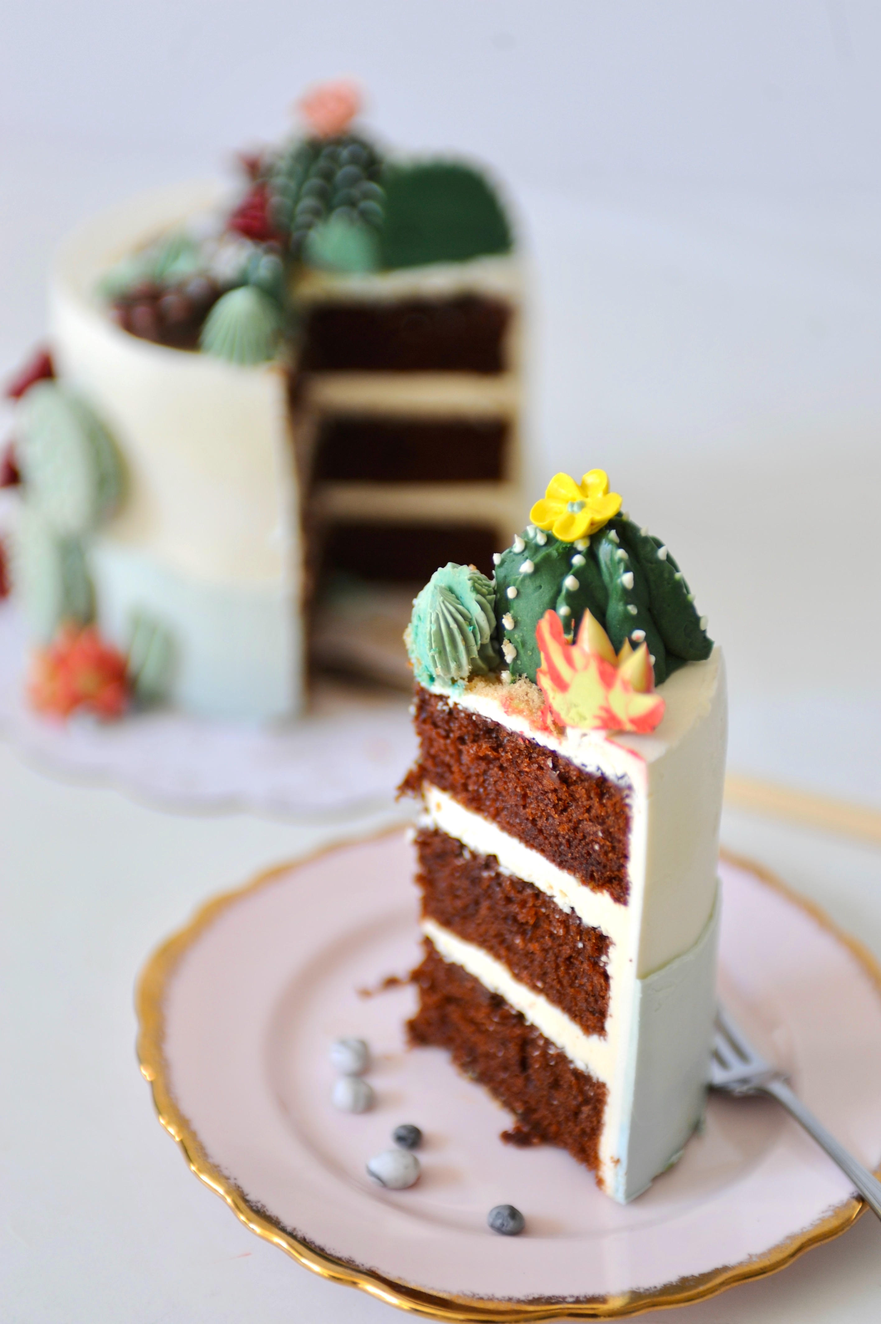 Buttercream cacti cake